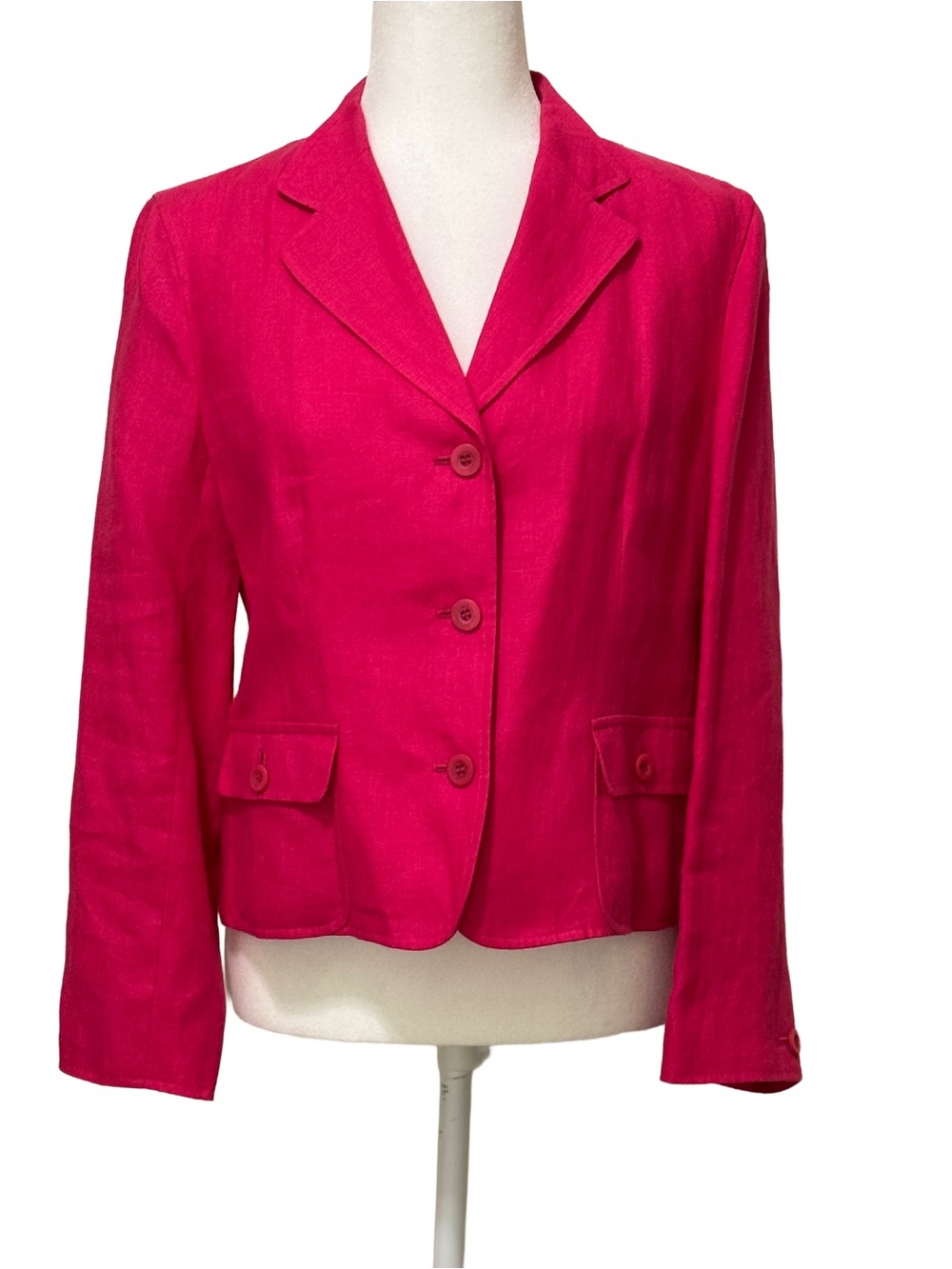 Talbots Petites 8P 100% Irish Linen Blazer Fuchsia Pink NWOT Career Jacket Lined